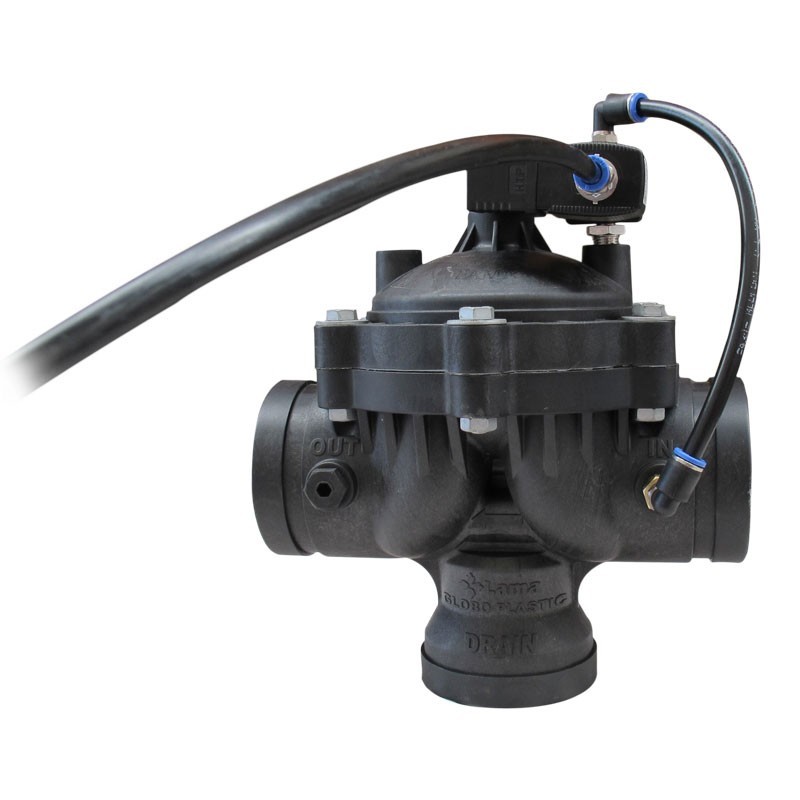 VALVULA GLOBO PLASTIC HIDRAULICA 3X2X3 EQUIPADA CON SOLENOIDE